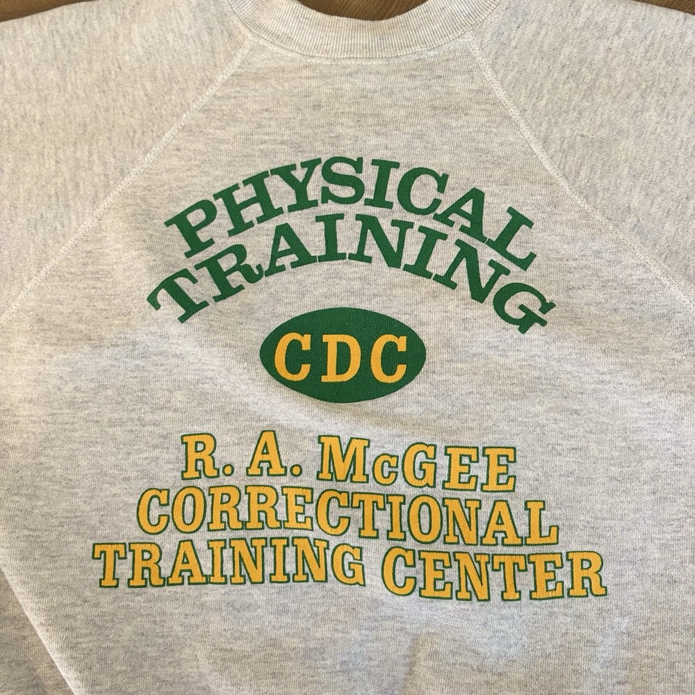 Vintage Graphic Sweatshirt Mens Large Gray Tultex CDC Correctional Training